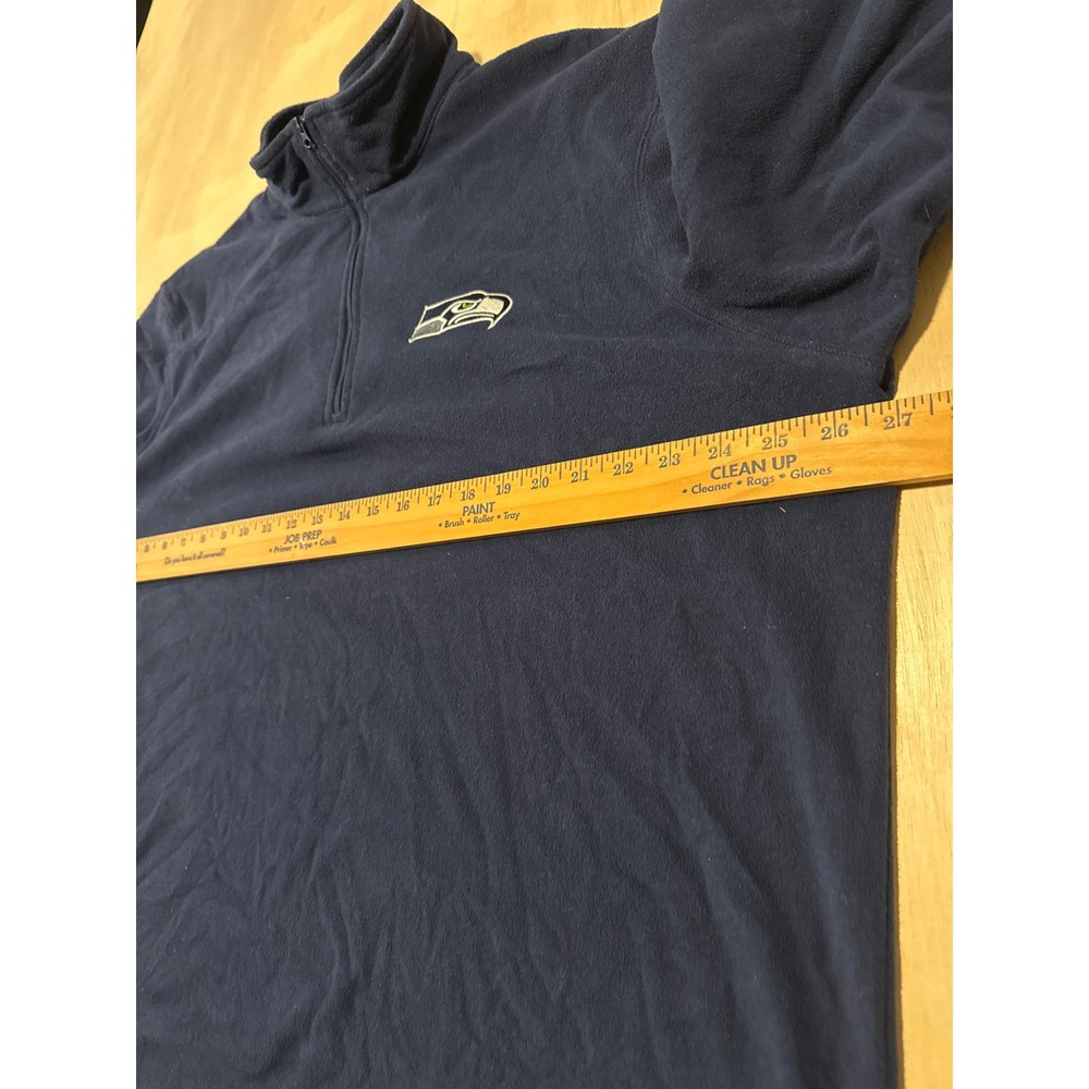 NFL Team Apparel Seattle Seahawks Mens 2XL Navy Blue Fleece Quarter Zip Pullover - Picture 4 of 7